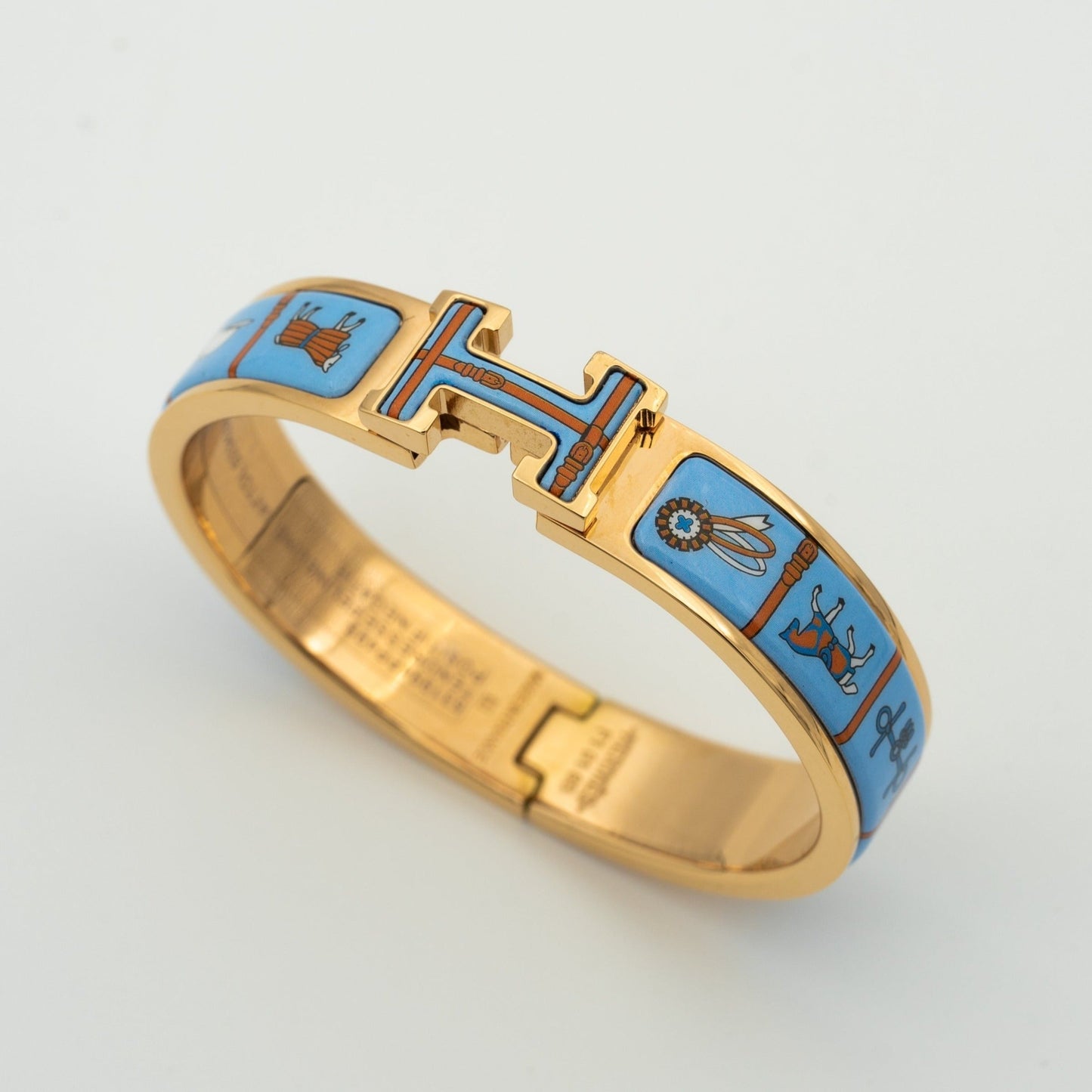 [⭐Luxery]H PINK GOLD BRACELET BLUE CERAMIC
