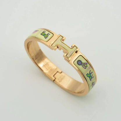 [⭐Luxery]H PINK GOLD BRACELET CREAM CERAMIC
