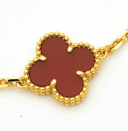 [⭐Luxery] CLOVER 5 MOTIF RED CORNELIAN BRACELET COLLECTION