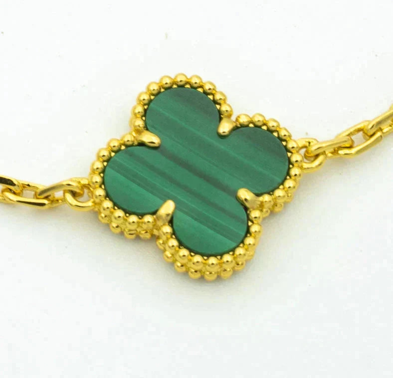 [⭐Luxery] CLOVER 5 MOTIF MALACHITE BRACELET COLLECTION