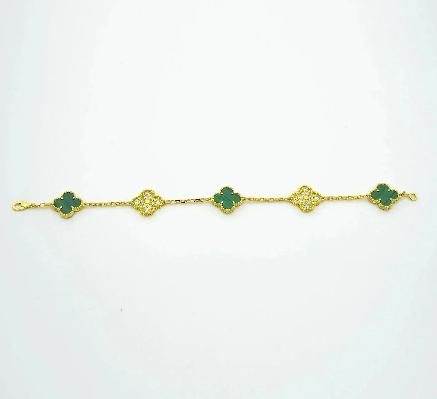 [⭐Luxery] CLOVER 5 MOTIF MALACHITE BRACELET COLLECTION