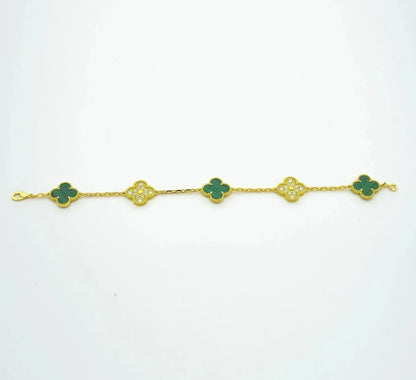 [⭐Luxery] CLOVER 5 MOTIF MALACHITE BRACELET COLLECTION