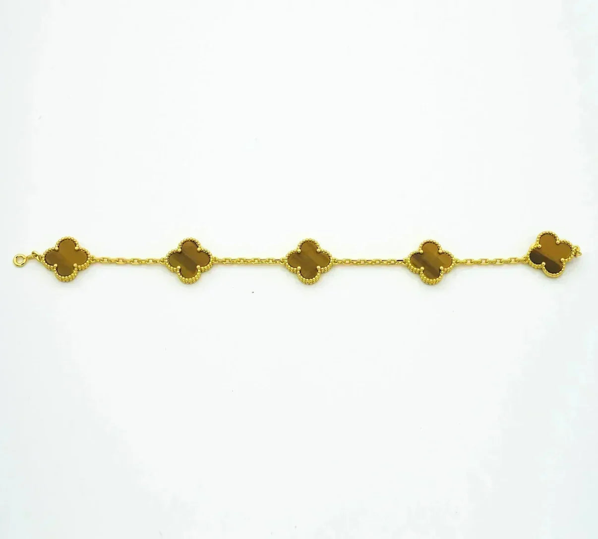 [⭐Luxery] CLOVER 5 MOTIFS TIGER EYE BRACELET COLLECTION