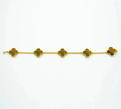 [⭐Luxery] CLOVER 5 MOTIFS TIGER EYE BRACELET COLLECTION