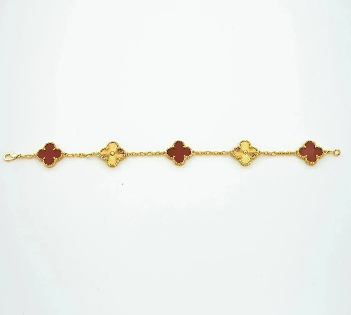 [⭐Luxery] CLOVER 5 MOTIF RED CORNELIAN BRACELET COLLECTION