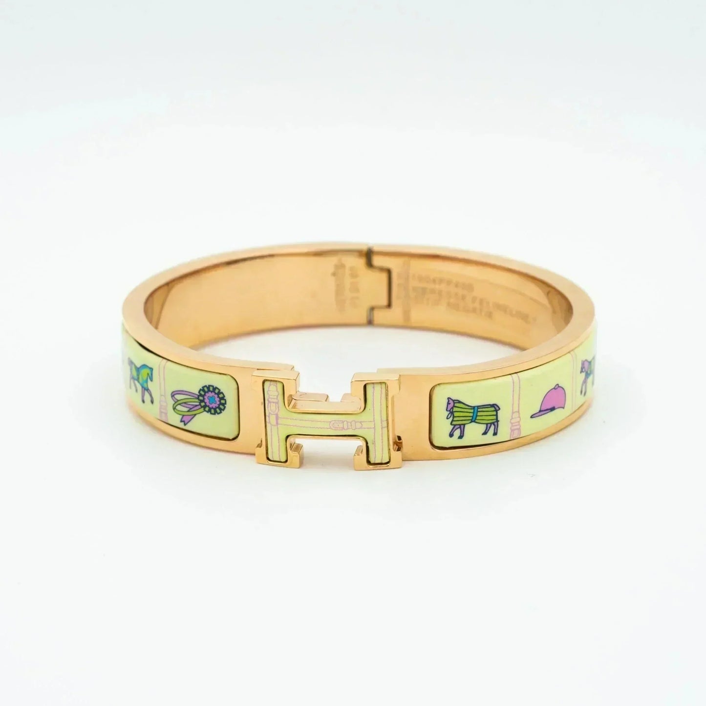[⭐Luxery]H PINK GOLD BRACELET CREAM CERAMIC