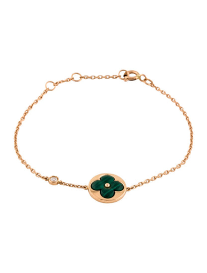 [⭐Luxery]SUN MALACHITE 1 DIAMOND PINK GOLD BRACELET