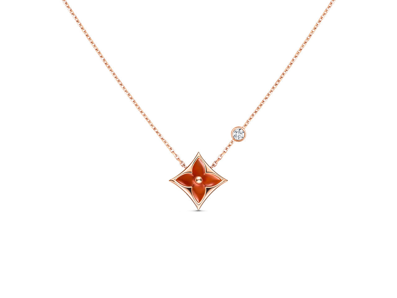 [⭐Luxery]STAR NECKLACE PINK GOLD 1 DIAMOND