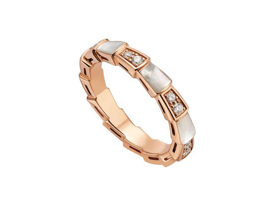 [⭐Luxery]SERPENTI RING PINK GOLD DIAMOND MOP 3MM