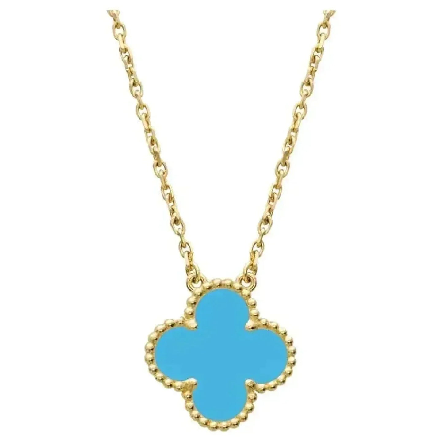 [⭐Luxery]CLOVER 15MM VINTAGE TURQUOISE NECKLACE