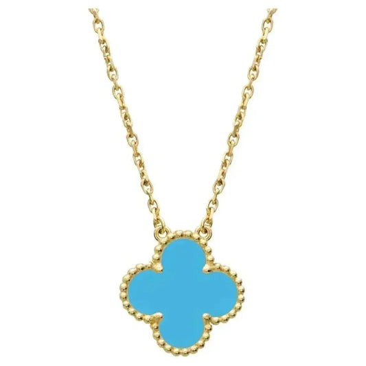 [⭐Luxery]CLOVER 15MM VINTAGE TURQUOISE NECKLACE