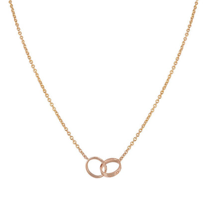 [⭐Luxery]LOVE NECKLACE DOUBLE RING PINK GOLD
