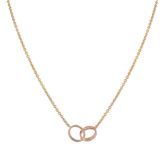 [⭐Luxery]LOVE NECKLACE DOUBLE RING PINK GOLD
