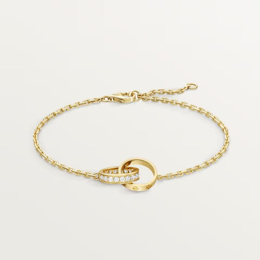 [⭐Luxery]LOVE DOUBLE RING HALF DIAMOND BRACELET