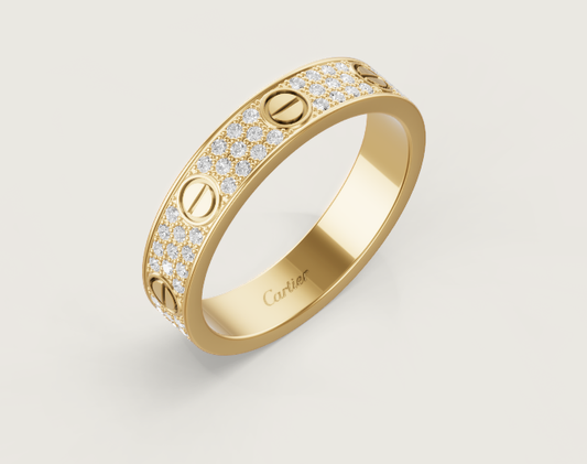 [⭐Luxery]LOVE RING 4mm-wide full-diamond ring GOLD