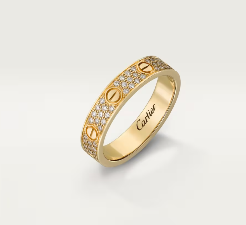 [⭐Luxery]LOVE RING 4mm-wide full-diamond ring GOLD