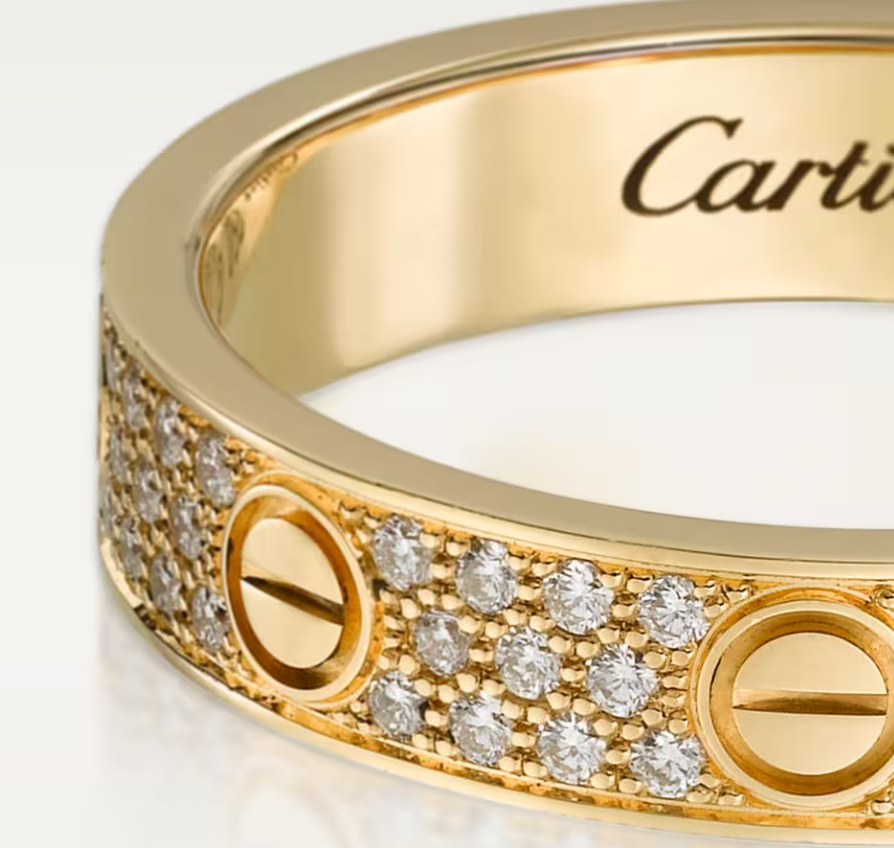 [⭐Luxery]LOVE RING 4mm-wide full-diamond ring GOLD