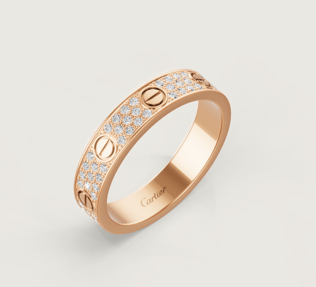 [⭐Luxery]LOVE RING 4mm-wide full-diamond ring Rose Gold
