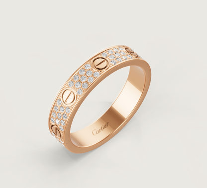 [⭐Luxery]LOVE RING 4mm-wide full-diamond ring Rose Gold