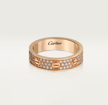 [⭐Luxery]LOVE RING 4mm-wide full-diamond ring Rose Gold