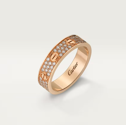 [⭐Luxery]LOVE RING 4mm-wide full-diamond ring Rose Gold