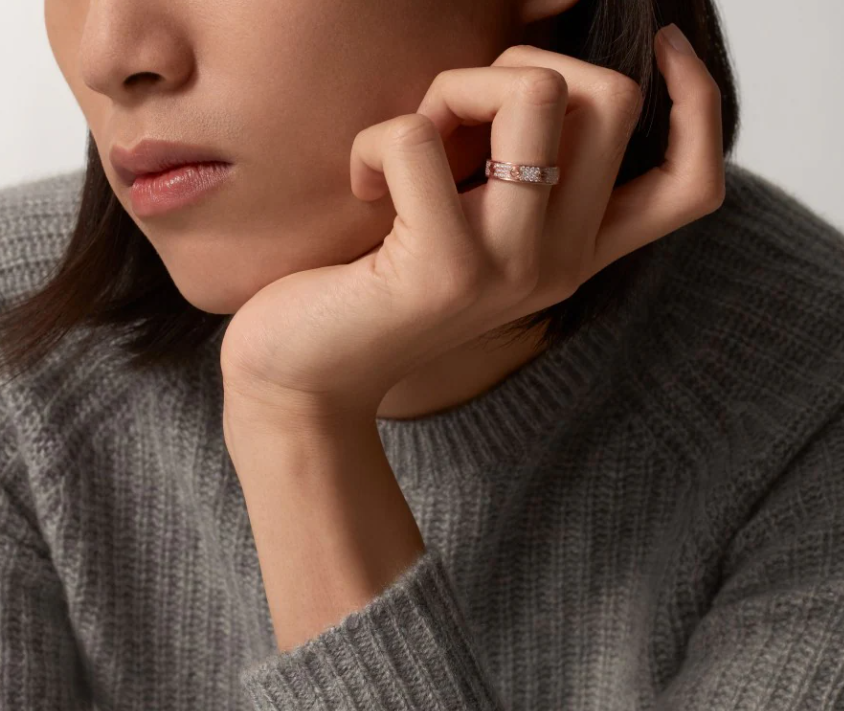 [⭐Luxery]LOVE RING 4mm-wide full-diamond ring Rose Gold