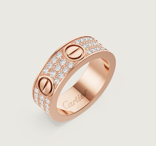 [⭐Luxery]LOVE RING 6.5mm-wide full-diamond ring Rose Gold