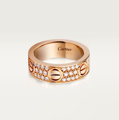 [⭐Luxery]LOVE RING 6.5mm-wide full-diamond ring Rose Gold