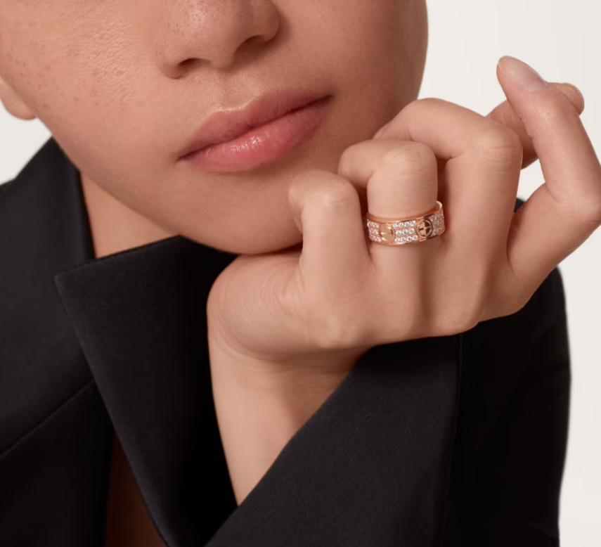 [⭐Luxery]LOVE RING 6.5mm-wide full-diamond ring Rose Gold