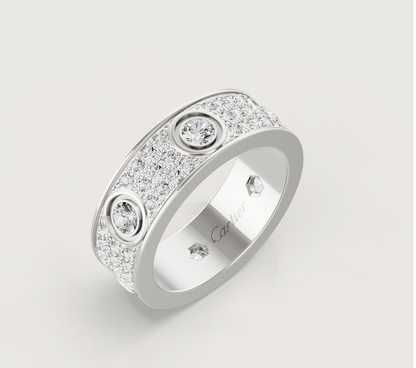 [⭐Luxery]LOVE RING 6.5MM Full Diamond, 6 Major Diamonds Silver
