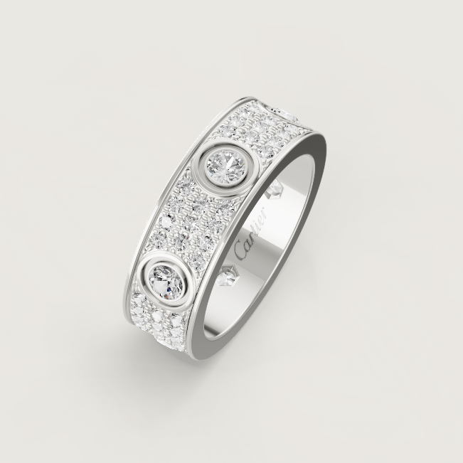 [⭐Luxery]LOVE RING 6.5MM Full Diamond, 6 Major Diamonds Silver