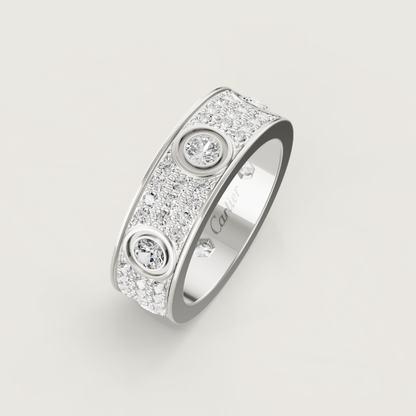 [⭐Luxery]LOVE RING 6.5MM Full Diamond, 6 Major Diamonds Silver