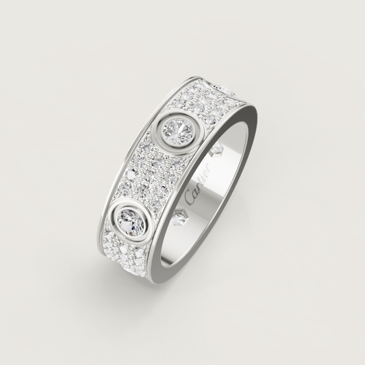 [⭐Luxery]LOVE RING 6.5MM Full Diamond, 6 Major Diamonds Silver