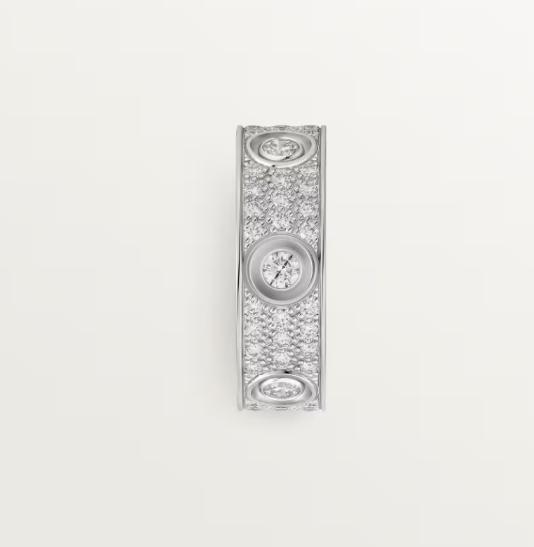 [⭐Luxery]LOVE RING 6.5MM Full Diamond, 6 Major Diamonds Silver