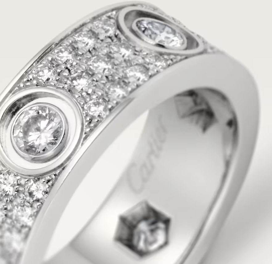 [⭐Luxery]LOVE RING 6.5MM Full Diamond, 6 Major Diamonds Silver