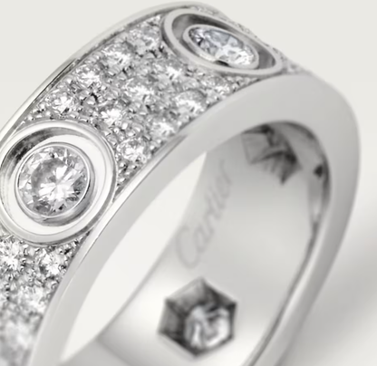 [⭐Luxery]LOVE RING 6.5MM Full Diamond, 6 Major Diamonds Silver