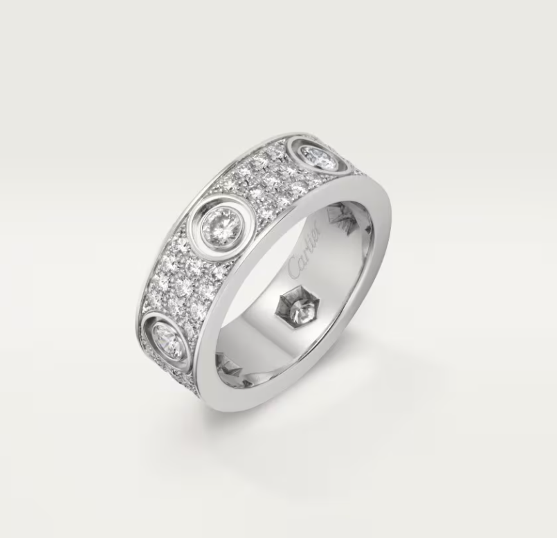 [⭐Luxery]LOVE RING 6.5MM Full Diamond, 6 Major Diamonds Silver