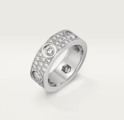 [⭐Luxery]LOVE RING 6.5MM Full Diamond, 6 Major Diamonds Silver