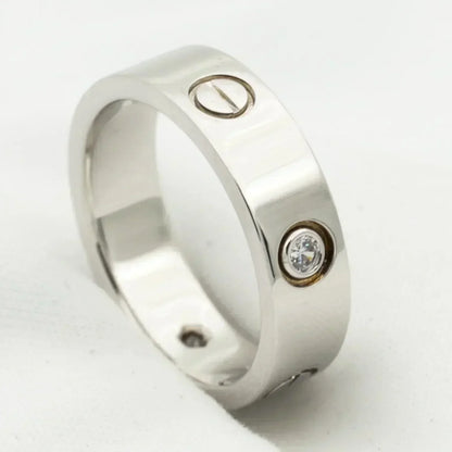 [⭐Luxery]LOVE RING 5.5MM 3 DIAMONDS SILVER