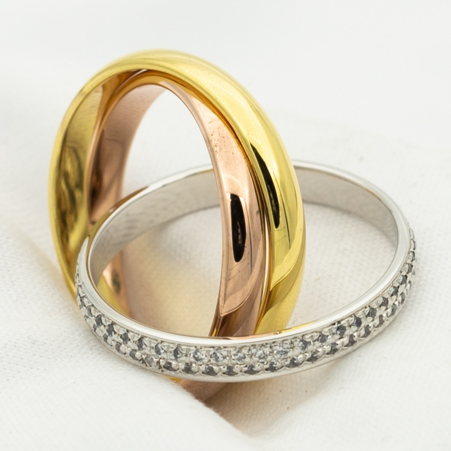 [⭐Luxery Jewelry]TRINITY RING GOLD PINK GOLD SILVER DIAMONDS