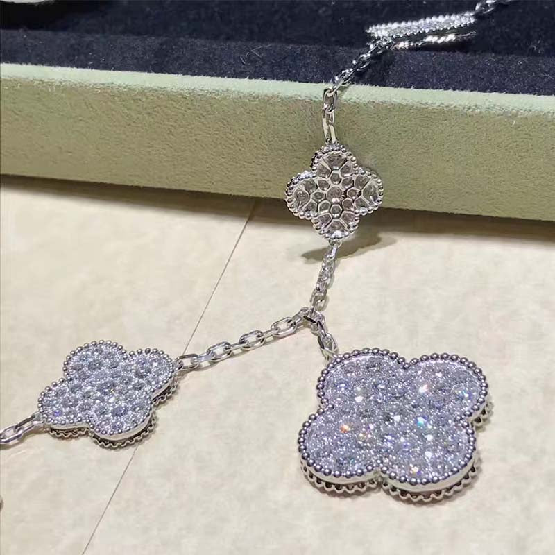 [⭐Luxery]CLOVER 6 MOTIFS SILVER DIAMOND BRACELET