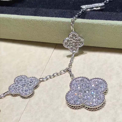 [⭐Luxery]CLOVER 6 MOTIFS SILVER DIAMOND BRACELET