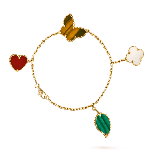 [⭐Luxery]LUCKY SPRING 5 MOTIF GOLD BRACELET