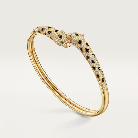 [⭐Luxery]PANTHERE DOUBLE HEADED HALF DIAMOND OPEN BRACELET