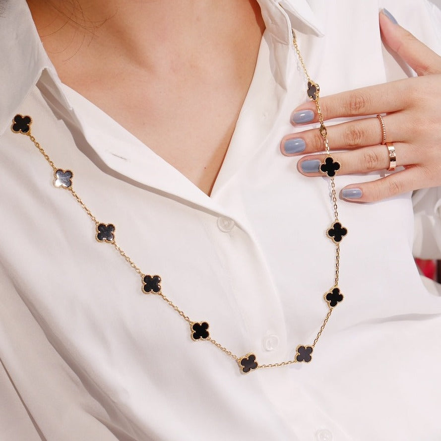 [⭐Luxery]CLOVER 20 MOTIFS ONYX ROSE GOLD