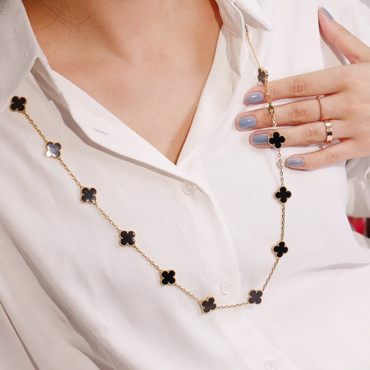 [⭐Luxery]CLOVER 20 MOTIFS ONYX ROSE GOLD