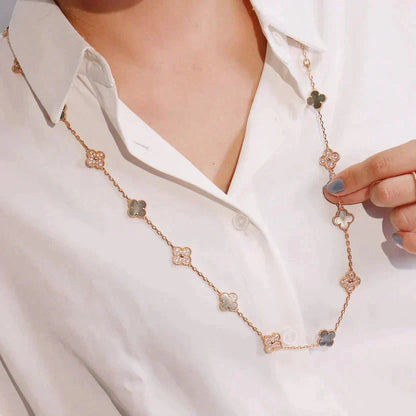 [⭐Luxery]CLOVER 20 MOTIFS DARK MOP DIAMOND  NECKLACE