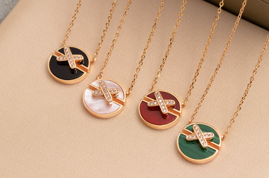 [⭐Luxery]JEUX DE PINK GOLD DIAMOND NECKLACE