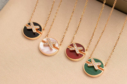 [⭐Luxery]JEUX DE ROSE GOLD DIAMOND NECKLACE