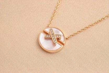 [⭐Luxery]JEUX DE ROSE GOLD DIAMOND NECKLACE